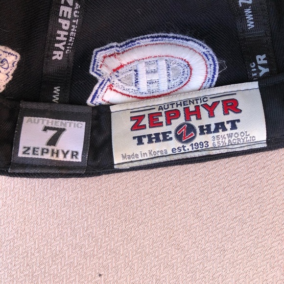 Zephyr Authen Vintage NHL “Original Six” Black Embroidered Hat Cap Size 7 - Picture 13 of 14